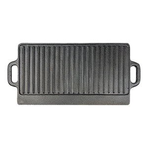 46x22 cm Cast Iron Reversible Griddle Plate BBQ Hob Cooking Grill Pan