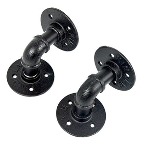 Industrial Black Iron Pipe Bracket Wall Mounted Floating Shelf - Set of 2