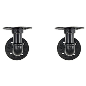 Industrial Black Iron Pipe Bracket Wall Mounted Floating Shelf - Set of 2