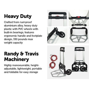 150KG Portable Cart Folding Dolly Push Truck Hand Collapsible Luggage Trolley