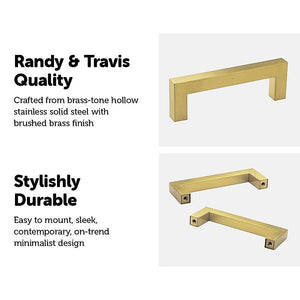 15 x Brushed Brass Drawer Pulls Kitchen Cabinet Handles - Gold Finish 96mm