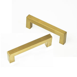 15 x Brushed Brass Drawer Pulls Kitchen Cabinet Handles - Gold Finish 96mm