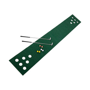 Golf Beer Pong Game Toy Set Green Golf Putting Matt with 2 Putters, 6 Balls