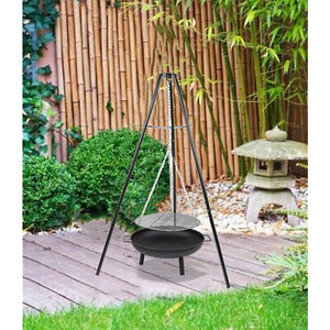 Tripod Garden Fire Pit BBQ Barbecue Cast Iron & Steel Fire Pit Bowl Round
