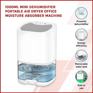 1000ML Mini Dehumidifier - Portable Air Dryer - Office Moisture Absorber