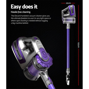 Devanti 150 Cordless Handheld Stick Vacuum Cleaner 2 Speed Purple And Grey