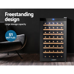 51 Bottle Black Wine Cooler Chiller Fridge