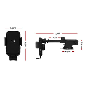 Devanti Wireless Car Charger with Fast Charging Mount