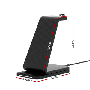 Devanti 3-in-1 Wireless Charger Dock - 15W Fast Charging Stand