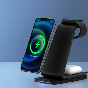 Devanti 3-in-1 Wireless Charger Dock - 15W Fast Charging Stand