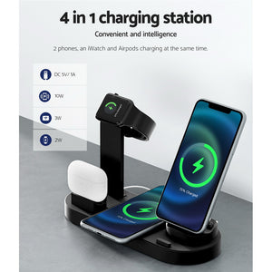 Devanti 4-in-1 Wireless Charging Station Dock for Phones