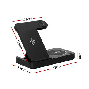 Devanti 4-in-1 Wireless Charger Station Fast Charging for Phone | Black