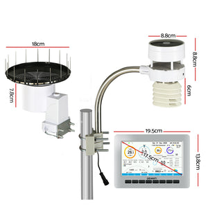 Devanti Weather Station Ultrasonic Anemometer Outdoor WiFi | Solar-Powered Rain Gauge