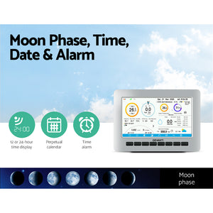 Devanti Weather Station Ultrasonic Anemometer Outdoor WiFi | Solar-Powered Rain Gauge