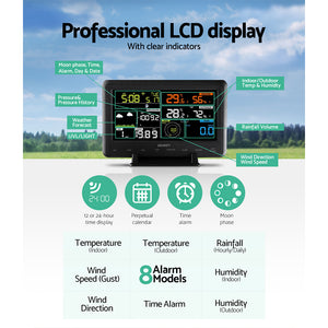 Devanti Weather Station Indoor Outdoor Wireless WiFi | Professional Solar Sensor Weather Station