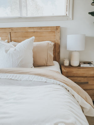 White/Macadamia Bamboo Quilt Cover - King