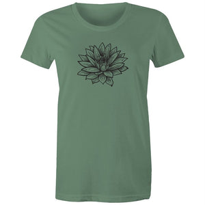 Women's Black Lotus Print T-shirt