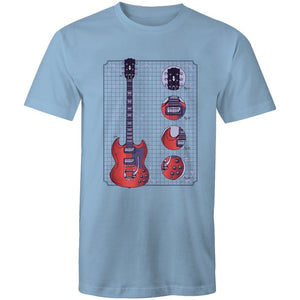 Men's Red Electric Guitar Diagram T-shirt
