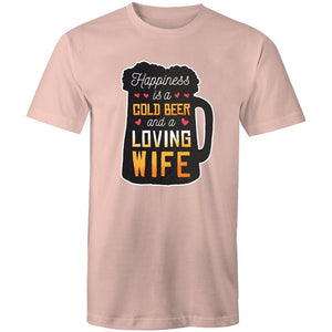 Men's Happiness Is A Cold Beer And A Loving Wife T-shirt