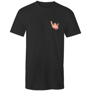 Men's Long Styled Rock Fingers Pocket T-shirt