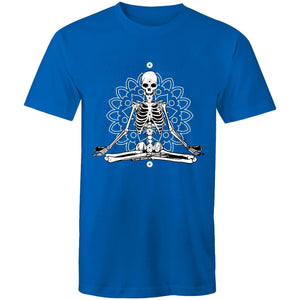 Men's Meditating Skeleton With Lotus Background T-shirt