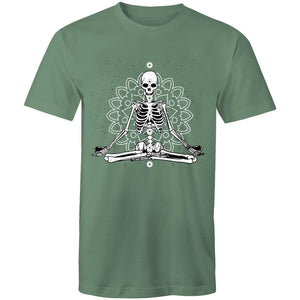 Men's Meditating Skeleton With Lotus Background T-shirt