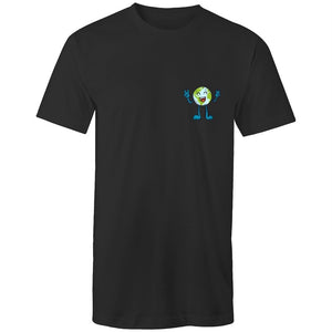 Men's Long Styled Peace Earth Pocket T-shirt