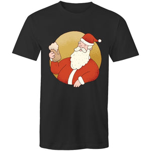 Men's Beer Drinking Santa T-shirt