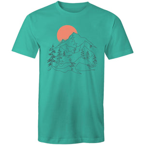 Men's Sunrise Mountain Line Art T-shirt