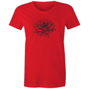 Women's Black Lotus Print T-shirt