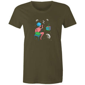 Women's Woman In Space Cartoon T-shirt
