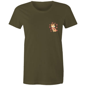 Women's Cute Spring Fox Pocket T-shirt