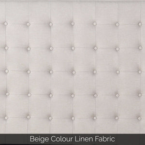 Bed Head Queen Beige Headboard Upholstery Fabric Tufted Buttons