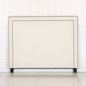 Bed Head Queen White Headboard Upholstery Fabric Studded Buttons