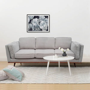 Modern Beige Fabric 3 Seater Sofa Lounge With Wooden Legs