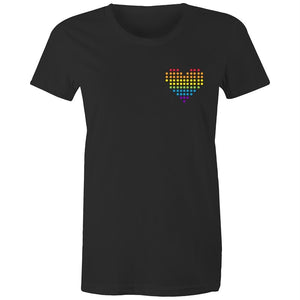Women's Rainbow Heart Pocket T-shirt