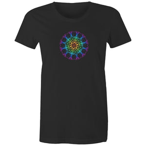 Women's Yoga Coloured Mandala Pattern T-shirt