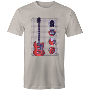 Men's Red Electric Guitar Diagram T-shirt