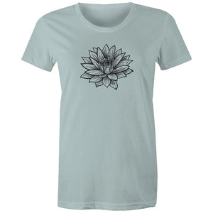 Women's Black Lotus Print T-shirt