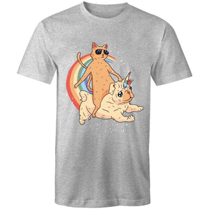Men's Funny Cat Riding Unicorn T-shirt