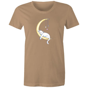 Women's Cat Sleeping on Moon T-shirt