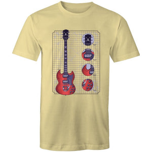 Men's Red Electric Guitar Diagram T-shirt