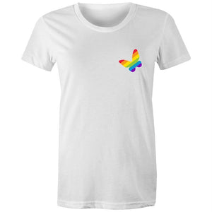 Women's Rainbow Butterfly Pocket T-shirt