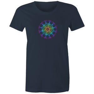 Women's Yoga Coloured Mandala Pattern T-shirt