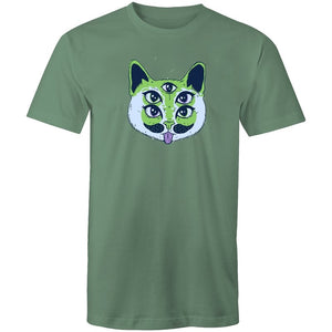 Men's Trippy Green Cat T-shirt
