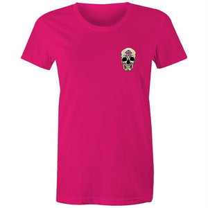 Women's Flower Sugar Skull Pocket T-shirt