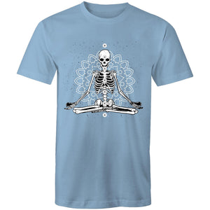 Men's Meditating Skeleton With Lotus Background T-shirt