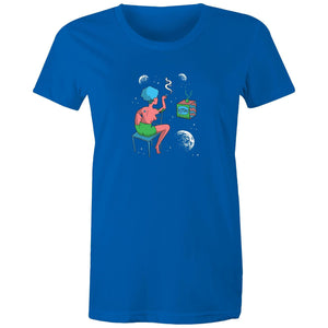 Women's Woman In Space Cartoon T-shirt