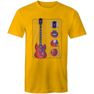 Men's Red Electric Guitar Diagram T-shirt