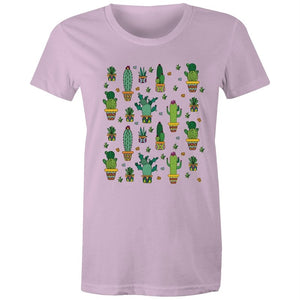 Women's Cactus Cartoon Print T-shirt